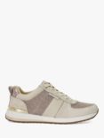 Dune Ego Leather Mix Lace Up Trainers, Beige