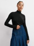 Albaray Jersey Turtle Neck Top, Black