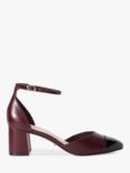 Dune Careless Leather Heeled Courts, Burgundy