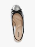 Dune Classy Metallic Leather Bow Detail Heeled Courts, Silver