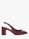 Dune Detailed Leather Block Heel Shoes, Dark Red