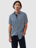 Rodd & Gunn Yates Printed Cotton Regular Fit Short Sleeves Shirt, Indigo