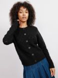 Albaray Pointelle Wool Blend Cardigan, Black