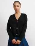 Albaray Pointelle Wool Blend Cardigan, Black