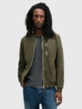 AllSaints Kairo Suede Bomber Jacket, Mid Green