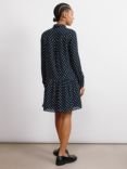 Albaray Spot Tie Neck Dress, Navy/White