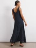 Albaray Spot Godet Maxi Dress, Navy/White