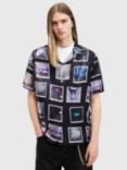 AllSaints Fotos Short Sleeve Shirt, Black/Multi