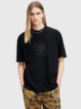 AllSaints Below Cotton Logo T-Shirt, Black Nearly Black