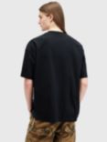 AllSaints Below Cotton Logo T-Shirt, Black Nearly Black