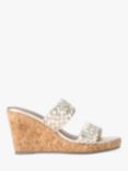 KG Kurt Geiger Dane Woven Leather Wedged Sandals, Gold