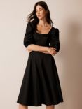 Mint Velvet Scoop Neck Midi Dress, Black, Black