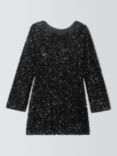 John Lewis Kids' Velour Sequin Party Dress, Black