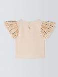 John Lewis Kids' Mesh Sequin Sleeve T-Shirt, Cream