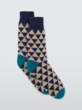 John Lewis Geometric Pattern Fleece Lounge Socks, Blue Multi