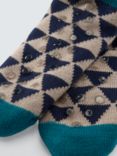 John Lewis Geometric Pattern Fleece Lounge Socks, Blue Multi