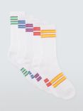 John Lewis Colour Band Socks, Pack of 5, White/Multi