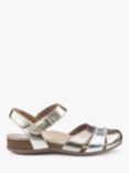 Hotter Denali Wide Fit Metallic Leather Sandals, Gold/Silver