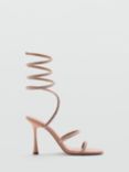 Mango Aloha Embellished Strap Heeled Sandals, Camel