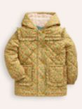 Mini Boden Kids' Quilted Floral Jacket, Yellow