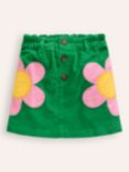 Mini Boden Kids' Cotton Floral  A-Line Skirt, Green