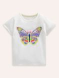 Mini Boden Kids' Cotton Butterfy Applique T-Shirt, Ivory