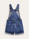 Mini Boden Kids' Heart Pocket Shortie Dungarees, Mid Vintage Denim