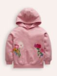 Minii Boden Kids' Cotton Floral Hoodie, Ballet Pink
