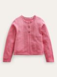 Mini Boden Kids' Applique Cotton Pointelle Cardigan, Formica Pink