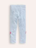 Mini Boden Kids' Floral Stripe Leggings, Ivory/Blue