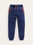 Mini Boden Kids' Cotton Tapered Joggers, College Navy