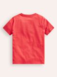 Mini Boden Kids' Cotton Embroidered T-Shirt, Jam Red Frogs