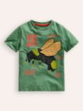 Mini Boden Kids' Cotton Foil Bee T-Shirt, Rosemary Green