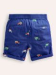 Mini Boden Kids' Cotton Blend Embroidered Shorts, Sapphire Blue Jeep