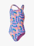 Speedo Kids' Printed Medalist Swimsuit, Kiwi Pink