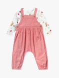 Mini Cuddles Baby Cotton Corduroy Dungarees & Bodysuit Set, Pink