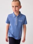 Ted Baker Kids' Cotton Zip Neck Polo Shirt, Blue