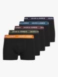 Jack & Jones Kids' Cotton Blend Trunks, Pack of 5, Black