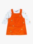 Mini Cuddles Baby Pinafore Dress & Bodysuit Set, Orange