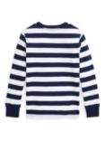 Ralph Lauren Kids' Stripe Long Sleeve T-Shirt, White/Navy