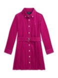 Ralph Lauren Kids' Corduroy Pleated Shirt Dress, Preppy Pink