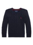 Ralph Lauren Kids' Cotton Cable Knit Jumper, Navy