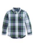 Polo Ralph Lauren Kids' Check Cotton Oxford Shirt, White/Green