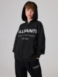 AllSaints Kids' Underground Zip Up Cotton Hoodie, Black