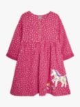 JoJo Maman Bébé Baby Unicorn Appliqué Dress, Fuchsia