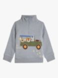 JoJo Maman Bébé Baby Safari Jeep Appliqué Half Zip Sweatshirt, Blue