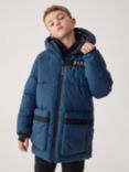 Ted Baker Kids' Padded Longline Big Pocket Coat, Blue