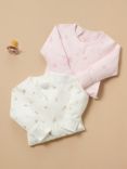 Purebaby Baby Organic Cotton Sleepsuits, Pack of 2, Pale Pink Blossom