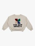 The New Society Kids' Hydra Cotton Branded Jumper, Vanilla Cream