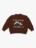 The New Society Kids' Yosemite Jacquard Jumper, Walnut Brown